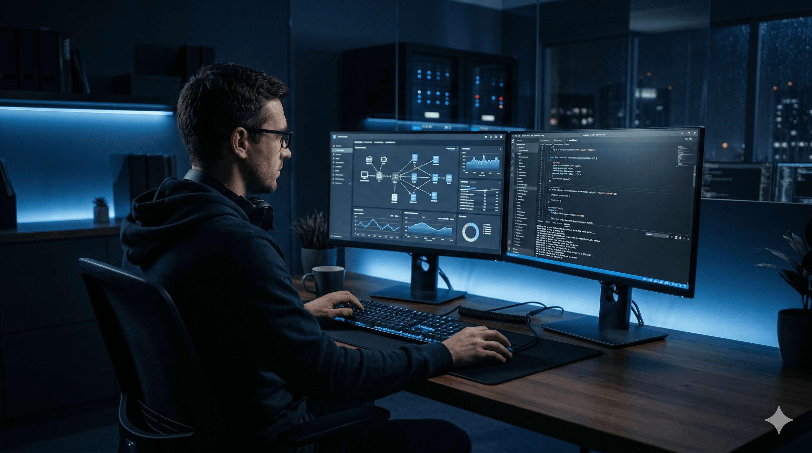 Professional working at a modern desk